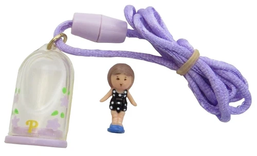 1990 Polly Pocket Lulu in her Necklace Pendant Lavender Clasp & Base/Lav. Cord
