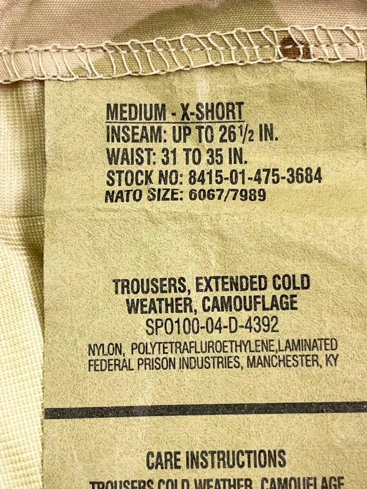 Pantalones ECWCS Gore-Tex Para Hombres Medianos X-Cortos Desierto Camuflaje Militar Clima Frío EE. UU. Foto 3 de 4