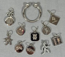 Weight Watchers WW Silver Tone Charm Set of 10 with Holder Ring 5 10 4 Months