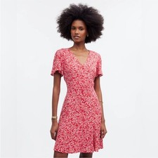 Madewell Fluttered Sleeve Mini Dress in Floral Size 4 in Red Ditsy