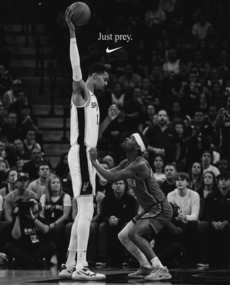 Victor Wembanyama Just Prey Black and White Basketball Poster