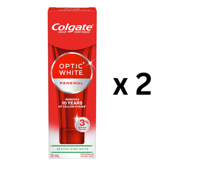 Colgate Optic White Renewal Toothpaste, Revitalizing White, 70 mL Lot of 2