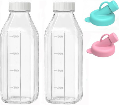 2 Bottiglie per Latte in Vetro Con Coperchio, 1L Riutilizzabili per Riutilizzabi