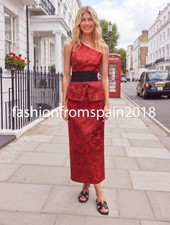 ZARA NEW WOMAN FLORAL JACQUARD MIDI SKIRT BURGUNDY XS-L 8754/512/606