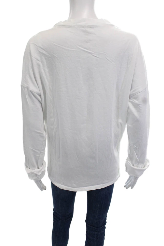 Emma & Sam Women Pullover Sweatshirt White Cotton Long Sleeve Size S - Image 3 of 4