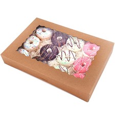 20-Pack 16" x 11" x 2.5" Bakery Boxes with Window Hold 12 Donuts, Auto-Popup ...