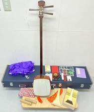 Shamisen Japanese Traditional Musical Instrument with Hard Case Bachi etc Set