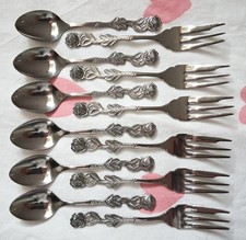 Hildesheimer Rose Vintage Kuchenbesteck 15-teilig Edelstahl ROSTFREI Mid Century