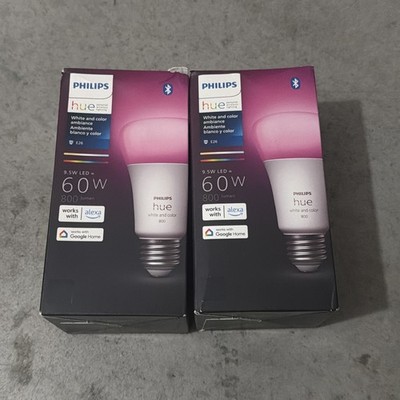 Philips Hue A19 Bluetooth Smart LED Bulb 60W - White and Color Ambiance 2pack