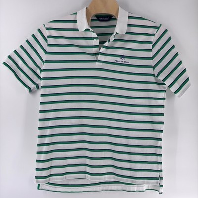 Polo Golf Ralph Lauren Shirt Mens XL Wht Green Purple Striped Pelican Hill Pima