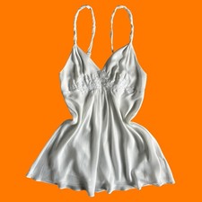 00's vintage white chiffon bridal wedding y2k slip dress M Oscar de la renta