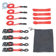 Ratchet Straps Heavy Duty Kit 4-pack - 1.6 X 8 5208lb Break Strength Red Ratchet Straps Heavy Duty Kit 4-pack - 1.6 X 8 5208lb Break Strength Red