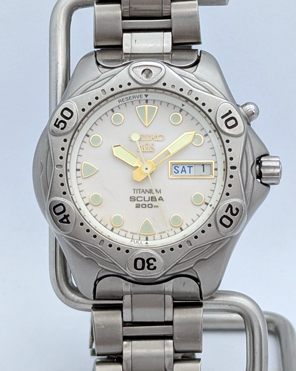 Seiko AGS Kinetic SBBW041 JDM Full Lume Titanium Scuba 200M 5M43