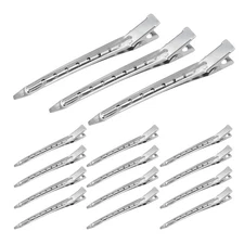 15 PCS Duck Bill Hair Clips Hair Styling Clips Silver Metal Hair Clips Non Sl...