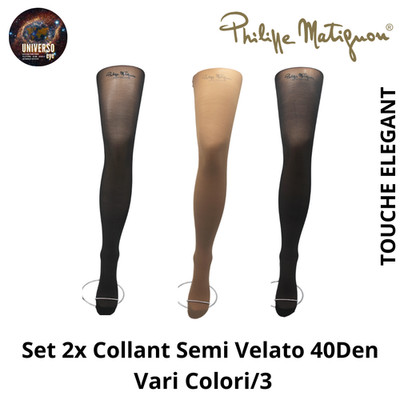 Set of 2x semi-veiled matte tights 40den colors/3, ELEGANT TOUCH Philippe Matignon