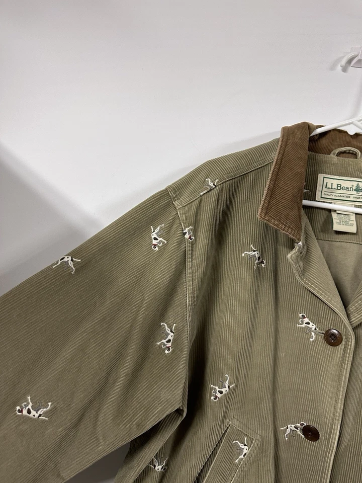 Vtg LL Bean Women's Corduroy Pointer Hunting Dog Embroidered Barn Chore Coat 2X - Image 4 of 4
