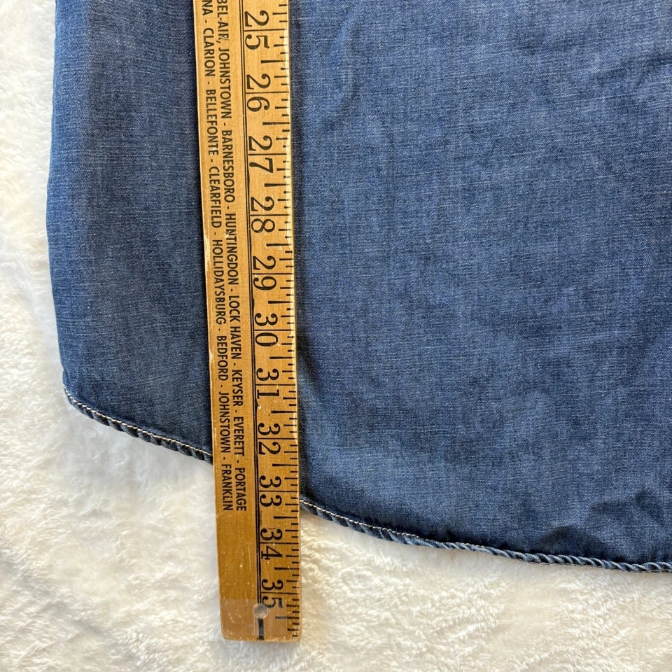Lucky Brand Shirt Dress Women Sz Large Blue Denim Chambray Long Sleeve Button Up - Image 4 of 4
