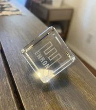 Rare Enron Crystal Paperweight 