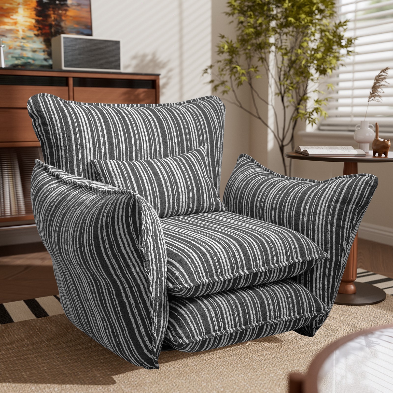 Accent Chair for Living Room with Cushions 350 lb Lounge Chair with LumbarPillow