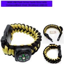 16GB USB Flash Drives humb Drive with CompassBlack Khaki Wristband .0