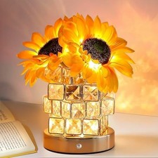 Sunflower Lamp Gifts for Women, Rechargeable Warm Flowers Night Light, 3