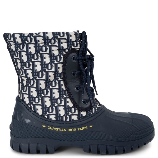 73250 Auth Christian Dior Blue 2020 D-Venture Oblique Rain Boots Schuhe 38,5