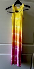 Electric & Rose Ribbed Knit Tank Dress Bodycon Ombre Tie Dye Size Small Beachy