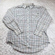 Vintage Roebucks Shirt Mens XL Plaid Western Pearl Snap Cowboy Rock Sears 70's