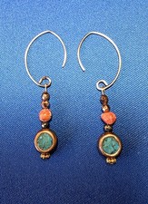 SUNDANCE Catalog Sterling Silver Turquoise/Spiny Oyster Drop Earrings- NWT