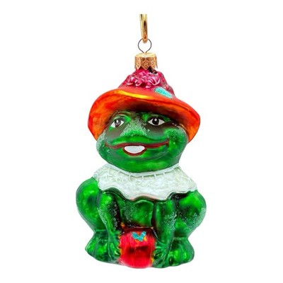 Christopher Radko LILLIE MAE SPRING Frog With Apple Christmas Ornament 1996