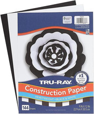 9-Inch X 12-Inch Construction Paper, Black/White, 144 Sheets/Pack P6676