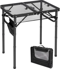 Small Folding Grill Table for Outside, 3 Heights Adjustable Lightweight Portable