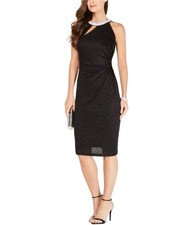 MSK Womens Halter Cutout Sheath Dress, Black, Petite, 8P