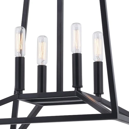 VAXCEL P0310 Hayes 4 Light Black Farmhouse Cage Pendant Lantern - Picture 8 of 9