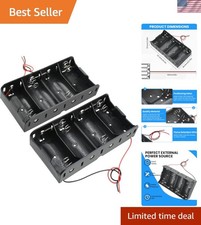 2-Pack 4-Slot D Cell Battery Holder 6V Case with Wire Leads for DIY Projects