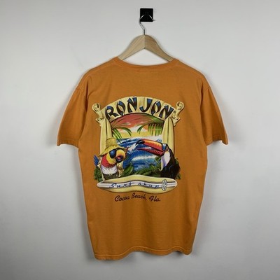 Herren Ron Jon Surf Shop T-Shirt Kurzarm Big Logo Gr.M Orange Big Logo