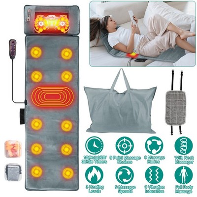 Full Body Electric Massage Mat Bed Home Chair Pad Shiatsu Heated Neck Massager