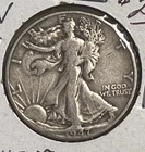1947-D Walking Liberty VG Skirt Lines Vis. Numbers Clear both sides Nice