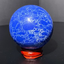 226G Rare  Blue limestone Crystal ball polished ball mineral sample+Stand