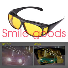 HD Night Vision Glasses Men Women Driving Sports Wraparound Fit Over Anti Glare