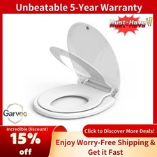 2-in-1 Round Toilet Seat Built-in Toddler Potty Training Slow Close Magnets