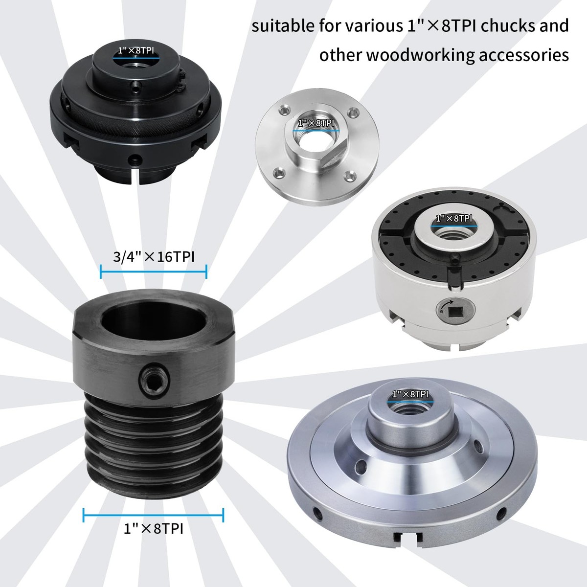 Wood Lathe Chuck 1x8 Tpi RAINB Wood Turning Lathe Headstock