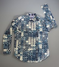 NWOT Robert Graham Sz Medium CAPSHAW Cool Blues Boho Bandanna Print Classic Fit