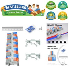 5Pcs Lever Wire Connectors, 2 in 6 Out, Push-in, 4-2.5 mm  Quick Wiring DIN T...