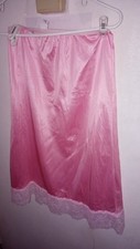 Vintage Bubblegum Pink USA     Made Half Slip Pink Lace Nylon 50/60/70s Sz M