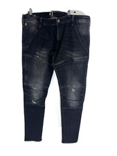 G-Star RAW Mens Black Rackam Jeans Size 42 X 34 3D Skinny Distressed Stretch