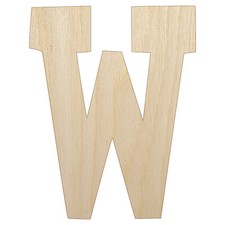 Letter W Uppercase Fun Bold Font Unfinished Wood Shape Cutout DIY Craft Projects