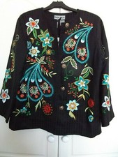 Nwt Indigo Moon Stunning Black Multi Embroidered Jacket Size S 10/12/14