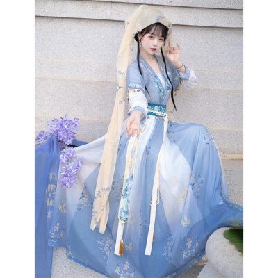 royal chinese princess dress Girls fairy hanfu purple chinese princess dress long sleeve skirt outfit Ru purple skirt