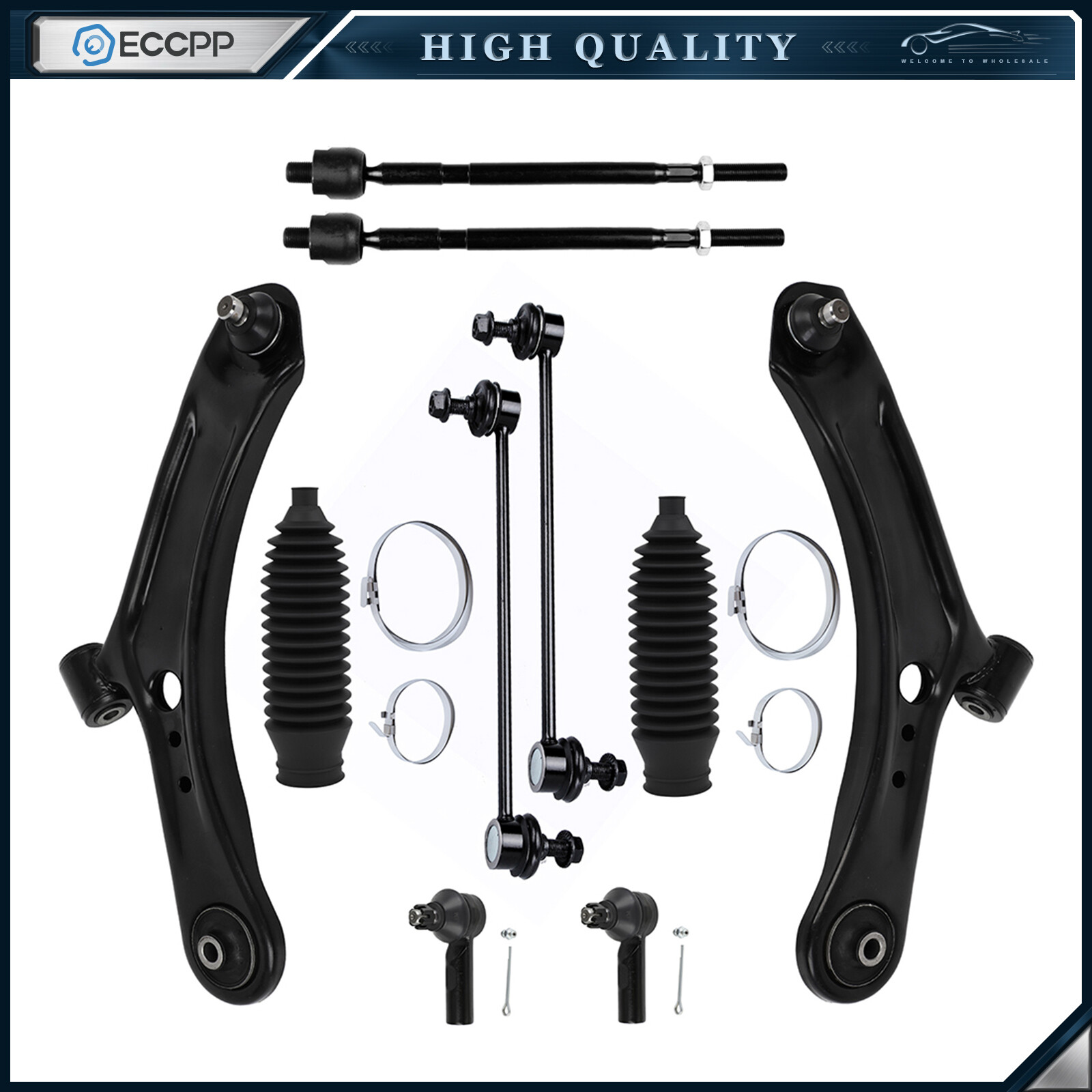 Front Tie Rod End Sway Bar Control Arm And Ball Joint For 20072013